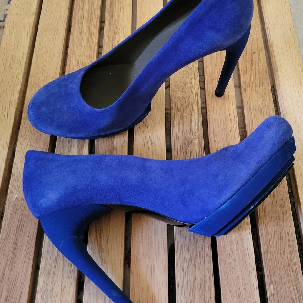 Balenciaga blue Suede High Heels Size 9.5 - Picture 6 of 7